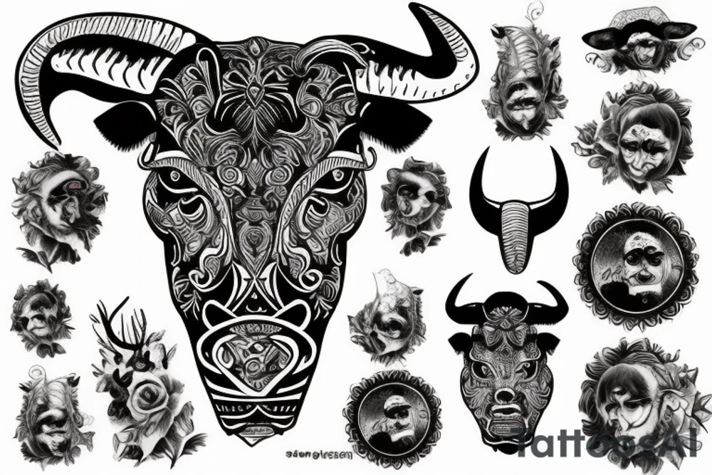 Aggressive bull tattoo idea