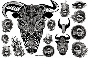 Aggressive bull tattoo idea
