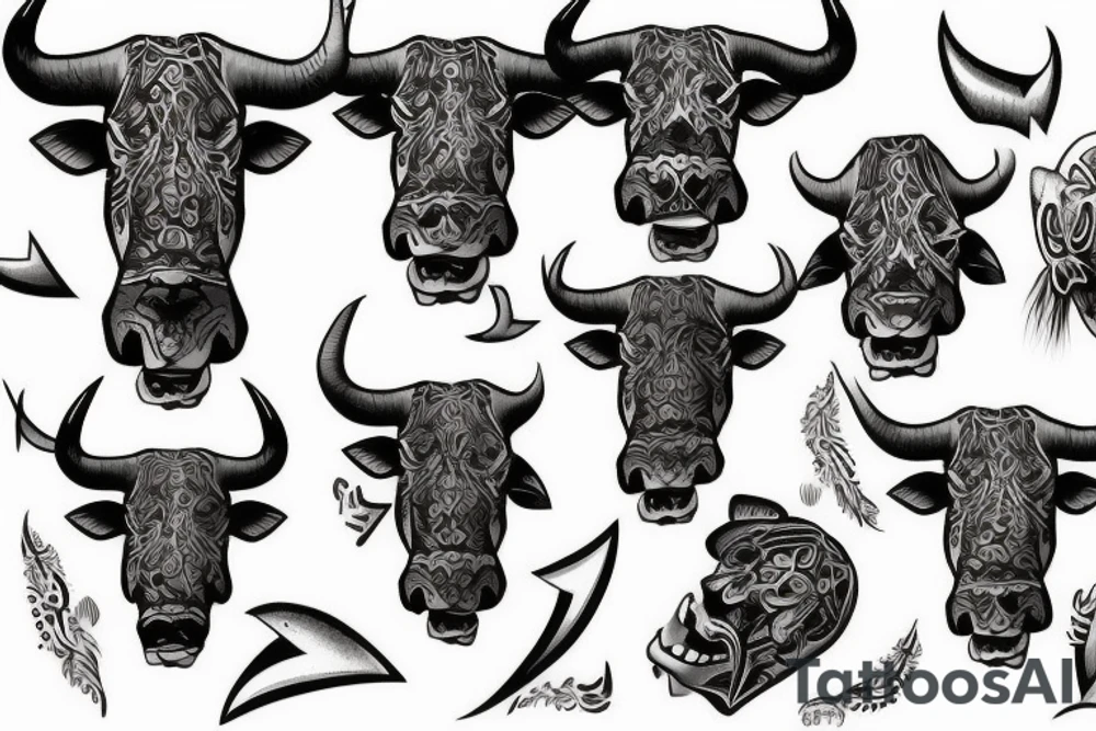 Aggressive bull tattoo idea