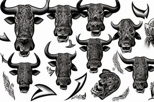 Aggressive bull tattoo idea