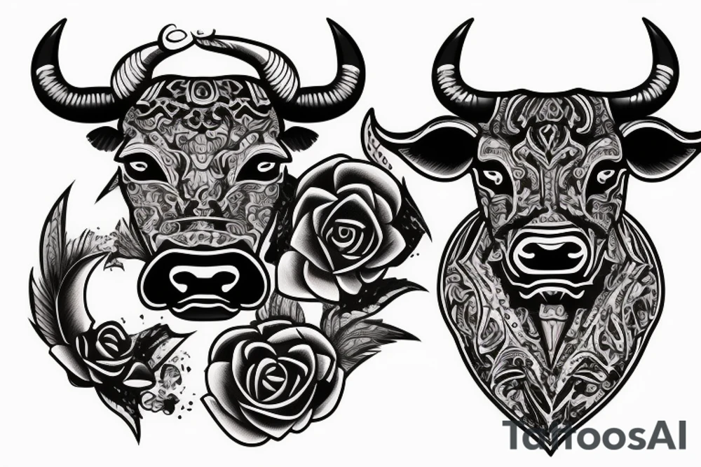 Aggressive bull tattoo idea