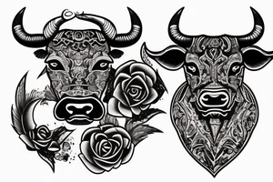 Aggressive bull tattoo idea