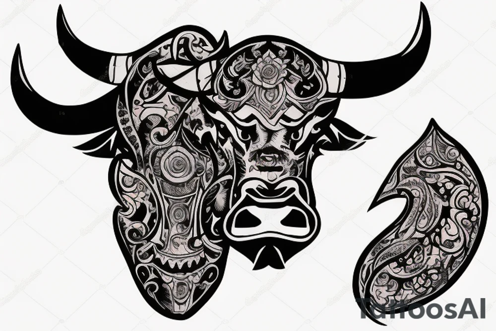 Aggressive bull tattoo idea