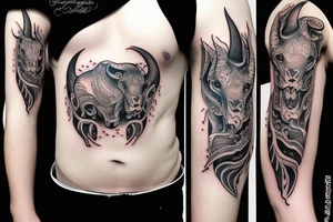 Aggressive bull tattoo idea