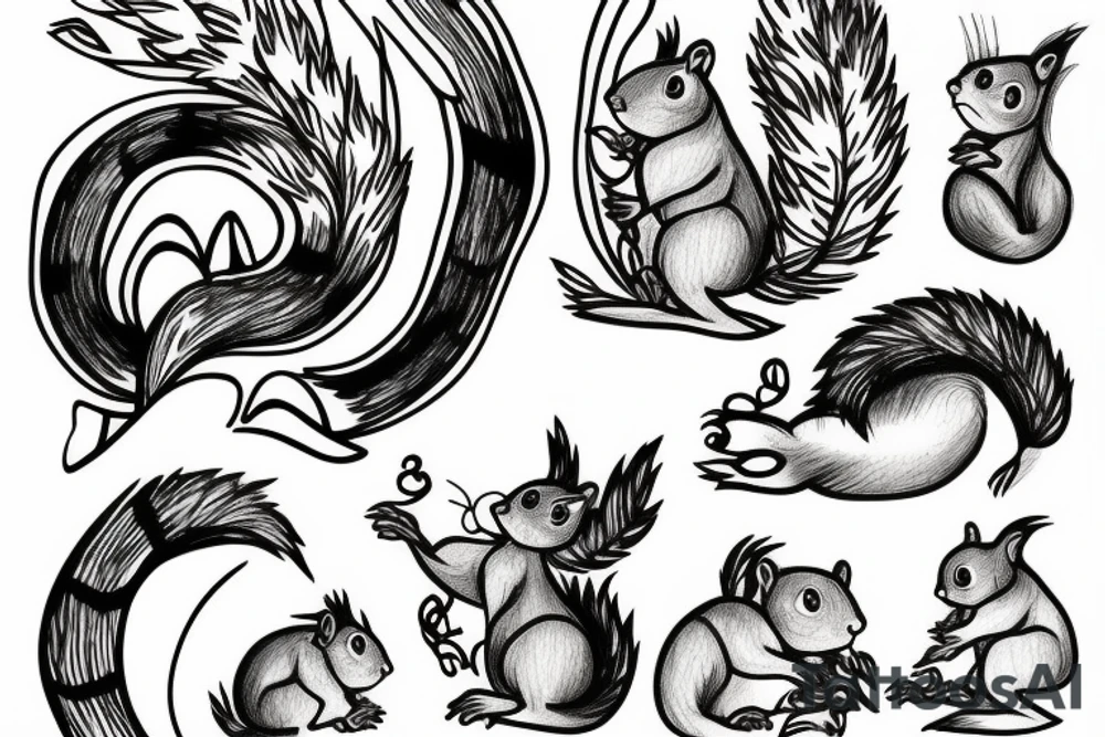 squirrel goes down the tree tattoo idea