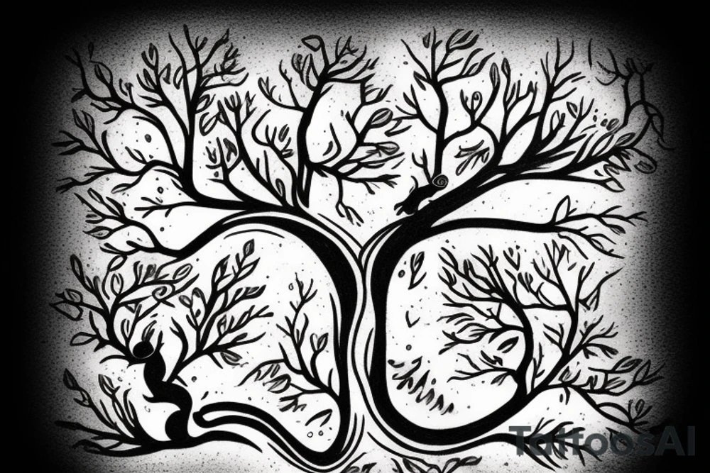 squirrel goes down the tree tattoo idea