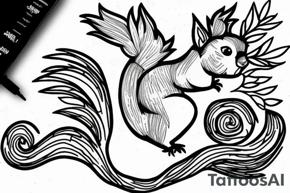squirrel goes down the tree tattoo idea