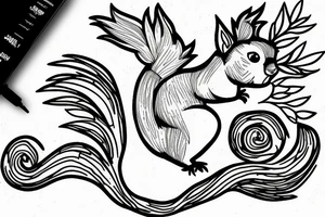 squirrel goes down the tree tattoo idea