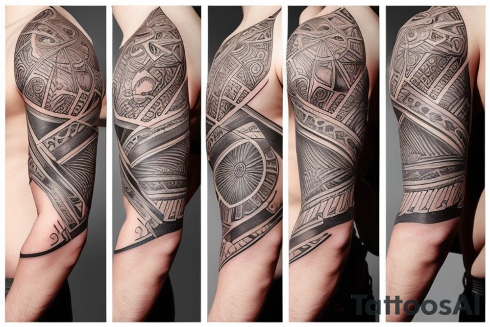 Aggressive bull geometric tattoo idea