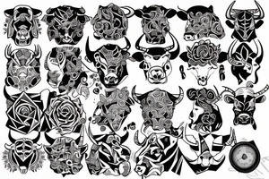 Aggressive bull geometric tattoo idea
