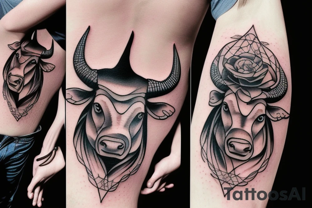 Aggressive bull tattoo idea