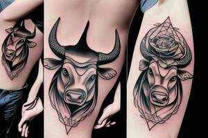 Aggressive bull tattoo idea