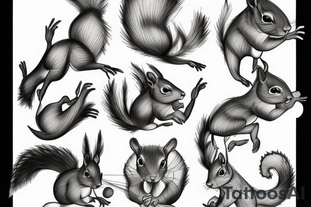squirrel goes down the tree tattoo idea