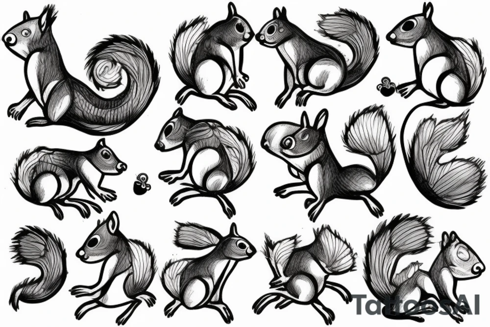 squirrel goes down the tree tattoo idea
