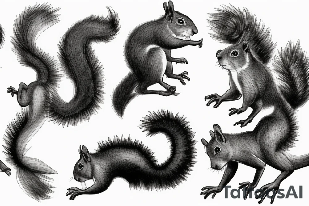 squirrel goes down the tree tattoo idea