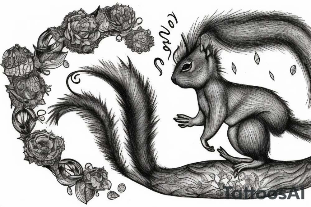 squirrel goes down the tree tattoo idea