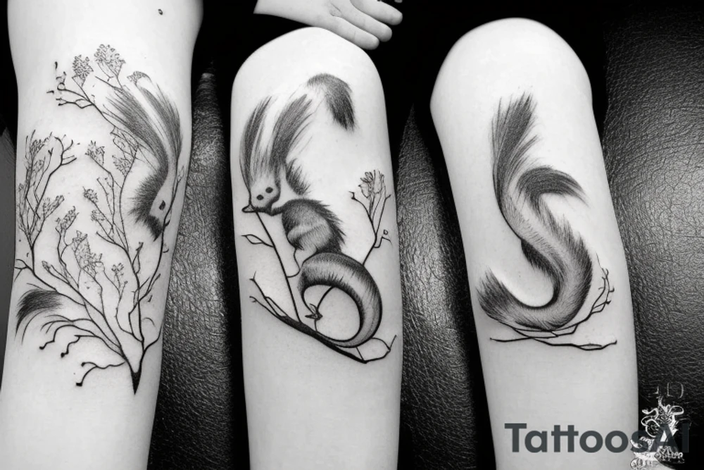 squirrel goes down the tree tattoo idea