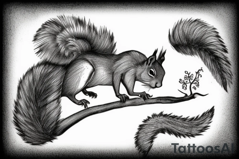 squirrel goes down the tree tattoo idea