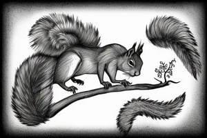 squirrel goes down the tree tattoo idea