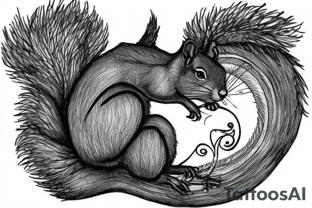 squirrel goes down the tree tattoo idea