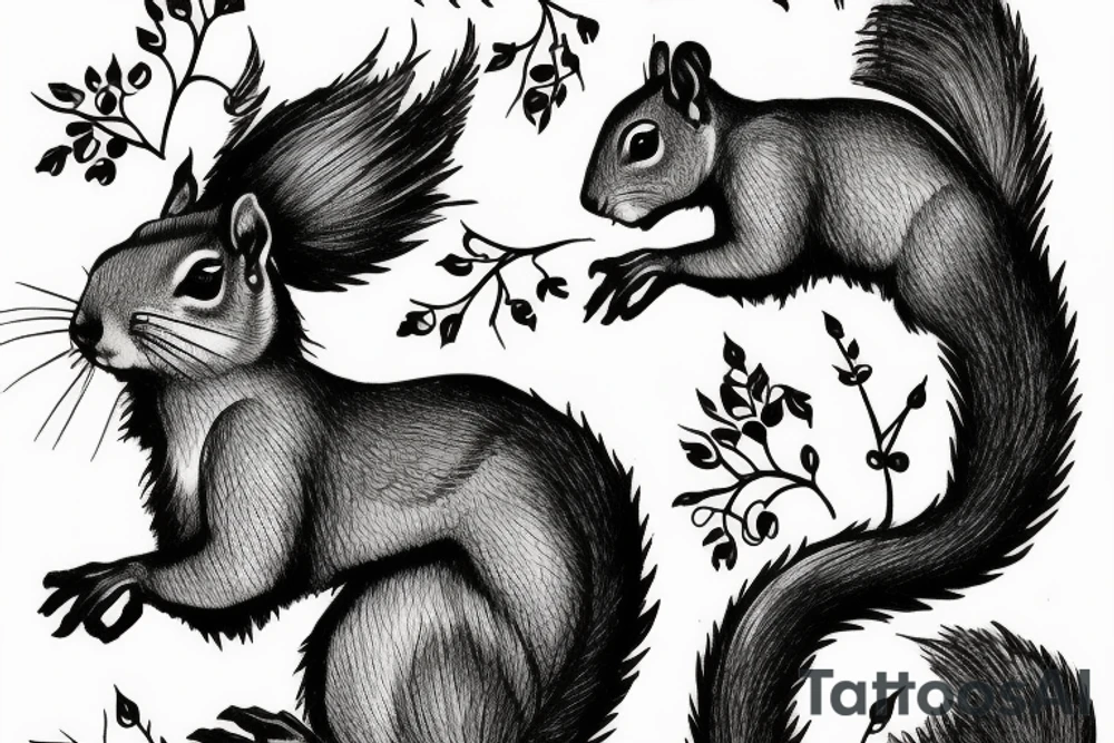squirrel goes down the tree tattoo idea