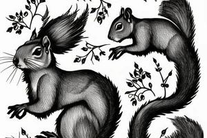 squirrel goes down the tree tattoo idea