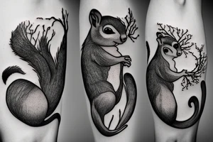 squirrel goes down the tree tattoo idea