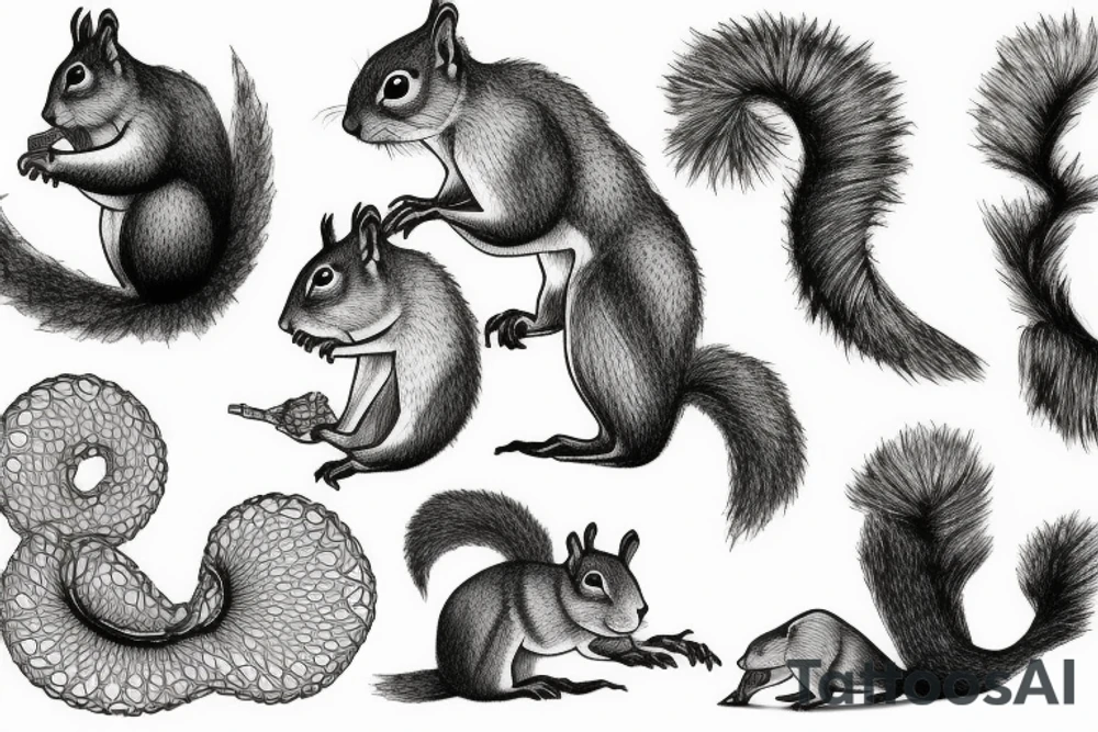 squirrel goes down the tree tattoo idea