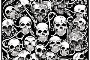 Skull and words “Death is a necessary end, it will come when it will come” tattoo idea