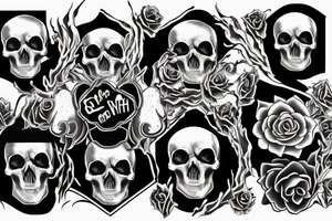 Skull and words “Death is a necessary end, it will come when it will come” tattoo idea