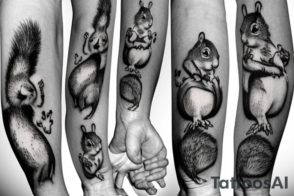 the squirrel goes down the arm to the palm tattoo idea