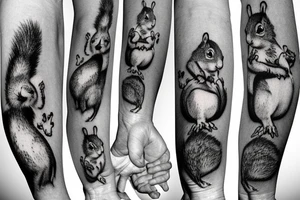 the squirrel goes down the arm to the palm tattoo idea