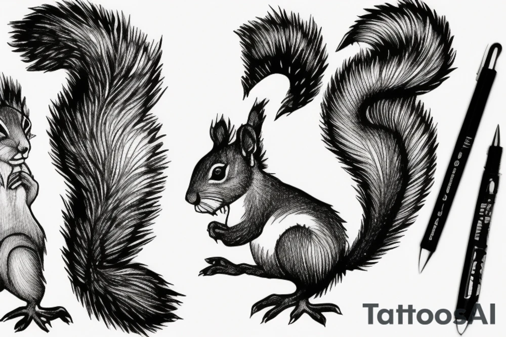 the squirrel goes down the arm to the palm tattoo idea
