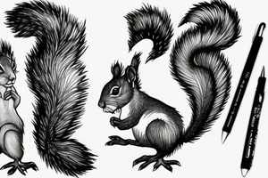 the squirrel goes down the arm to the palm tattoo idea