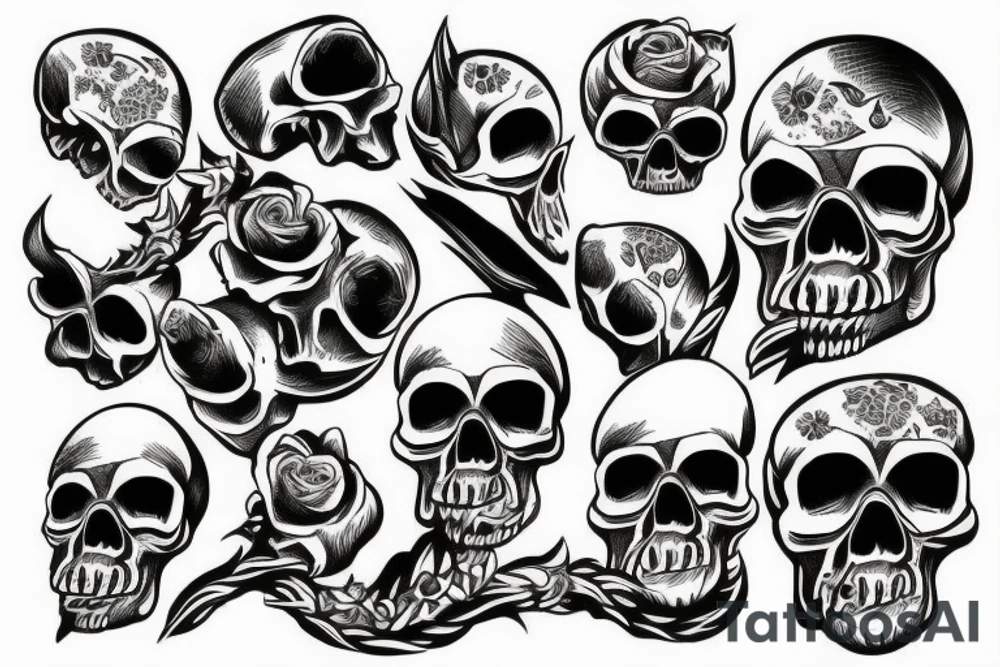 skull with angry animal tattoo idea