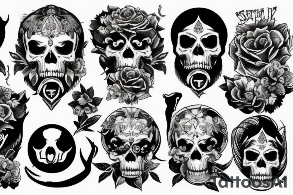 skull with angry animal tattoo idea