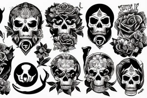 skull with angry animal tattoo idea
