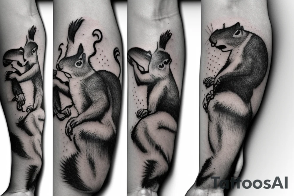 the squirrel goes down the arm to the palm tattoo idea