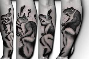 the squirrel goes down the arm to the palm tattoo idea