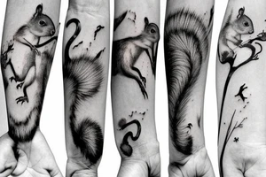 the squirrel goes down the arm to the palm tattoo idea