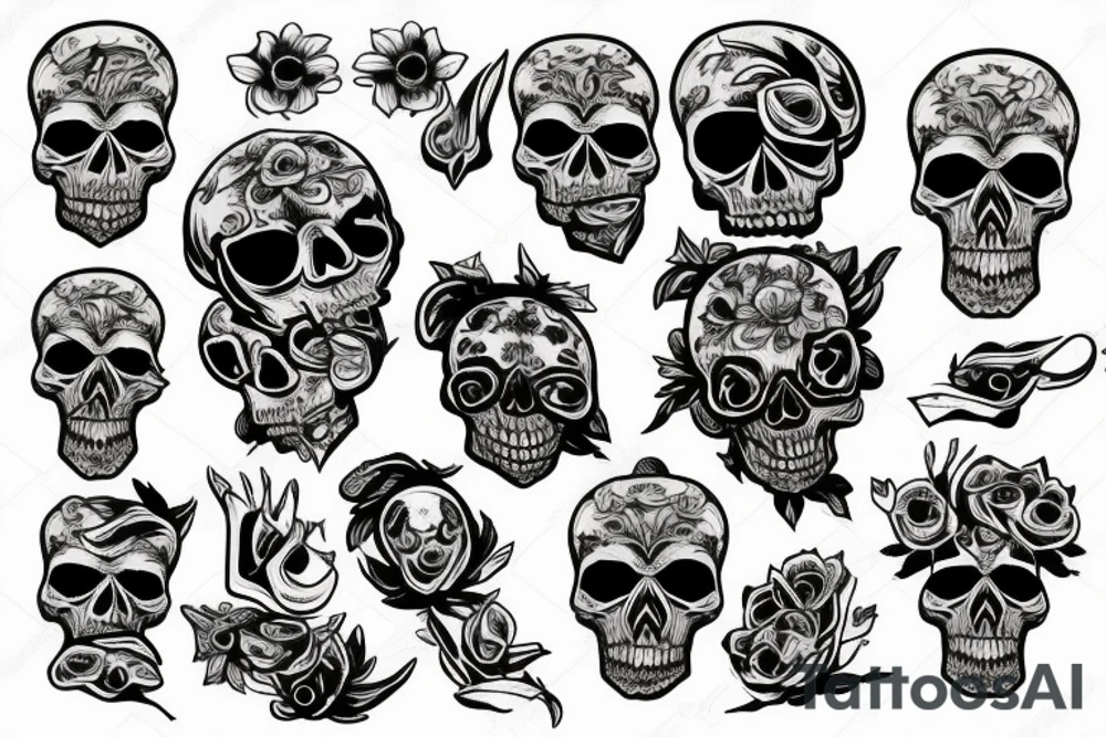 skull with angry animal tattoo idea