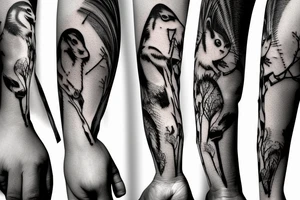 the squirrel from the lines goes down the arm to the palm tattoo idea