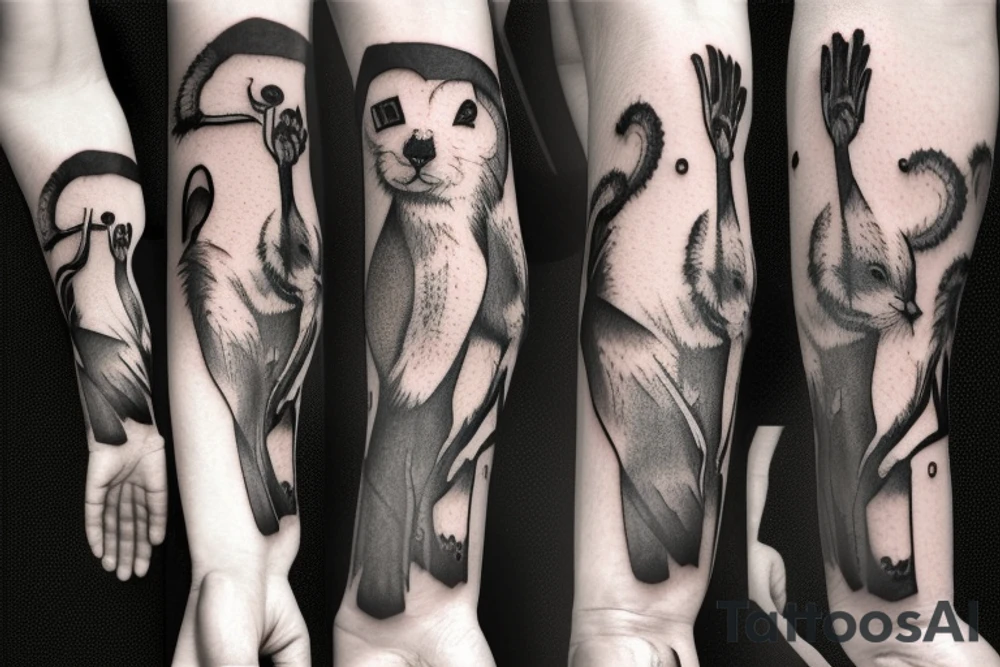 the squirrel from the lines goes down the arm to the palm tattoo idea