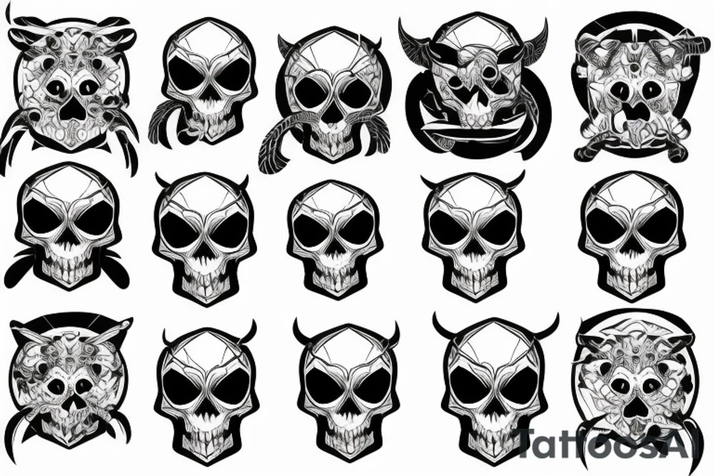skull with angry animal tattoo idea