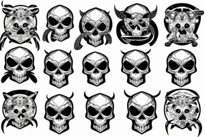 skull with angry animal tattoo idea