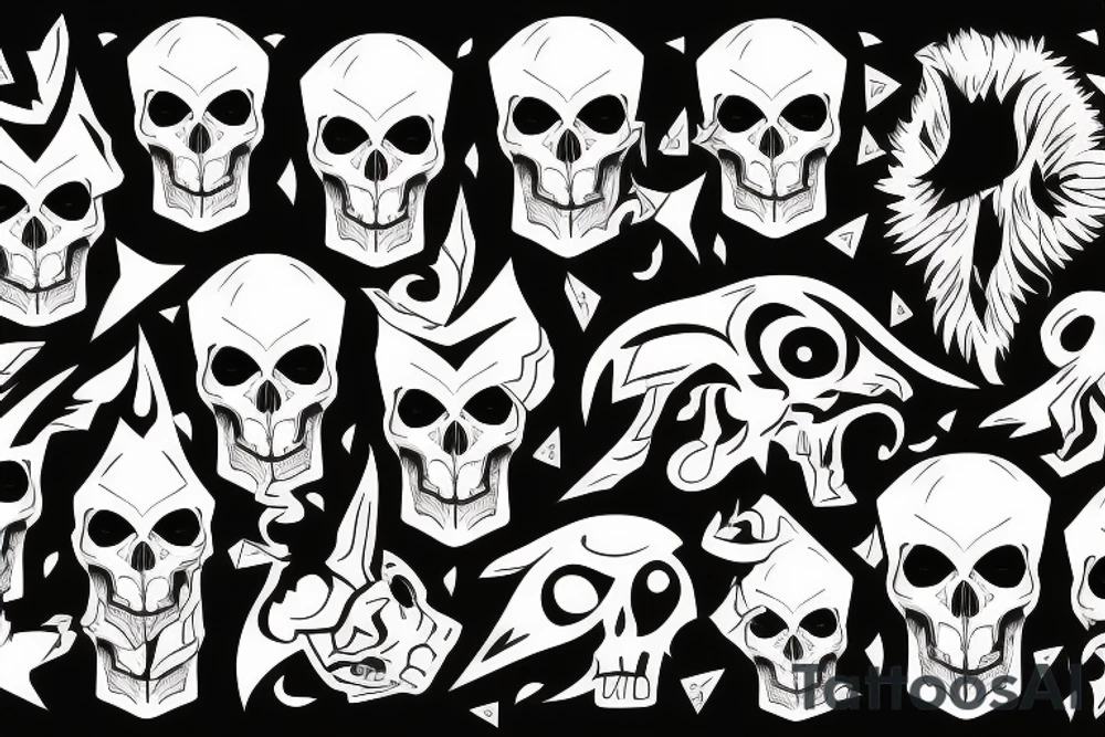 skull with angry animal tattoo idea