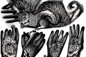 the squirrel from the lines goes down the arm to the palm tattoo idea