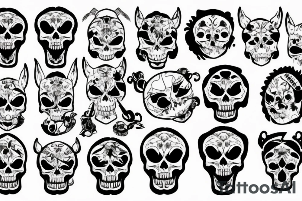 skull with angry animal tattoo idea