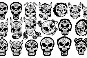skull with angry animal tattoo idea