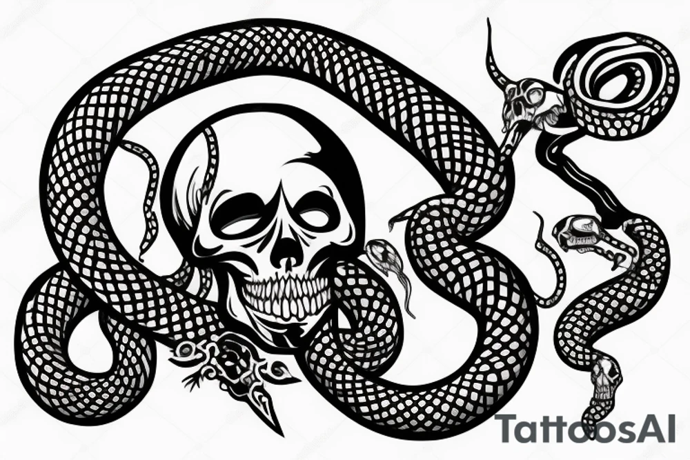 Skull with snake in it and the knife tattoo idea Skull with snake in it and the knife tattoo idea
